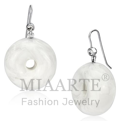 Earrings,Brass,IP rhodium (PVD),Synthetic,White,Synthetic Stone