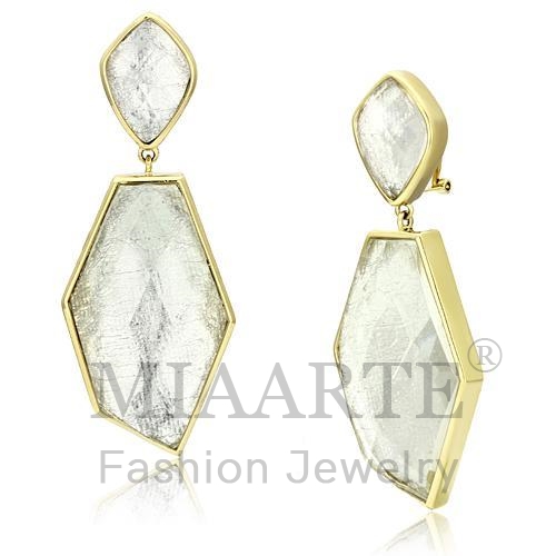 Earrings,Brass,IP Gold(Ion Plating),Synthetic,White,Synthetic Stone