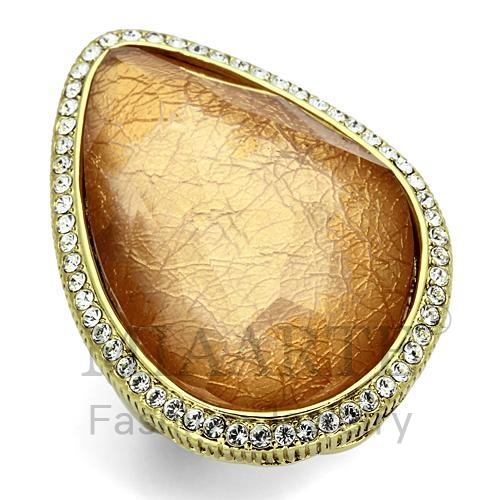 Ring,Brass,IP Gold(Ion Plating),Synthetic,Orange,Synthetic Stone