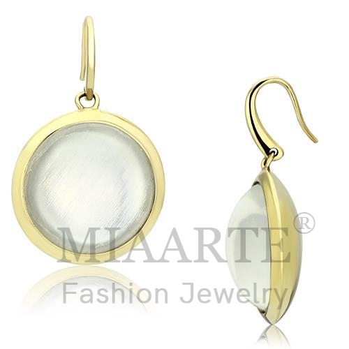 Earrings,Brass,IP Gold(Ion Plating),Synthetic,Clear,Synthetic Stone