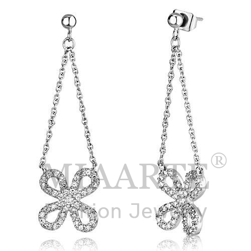 Earrings,Brass,Rhodium,AAA Grade CZ,Clear