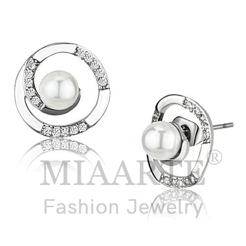 耳環,黃銅,鍍白,合成/人造,白色,珍珠