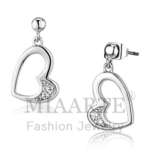 Earrings,Brass,Rhodium,AAA Grade CZ,Clear