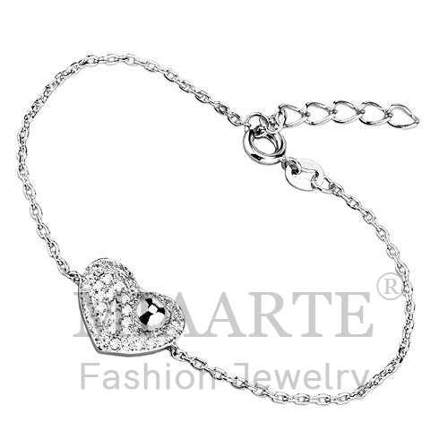 Bracelet,Brass,Rhodium,AAA Grade CZ,Clear