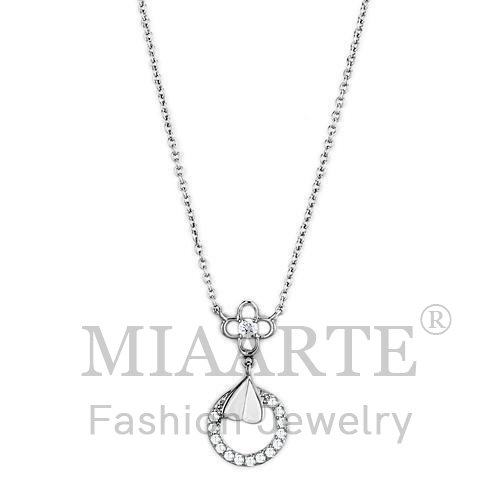 Necklace,Brass,Rhodium,AAA Grade CZ,Clear