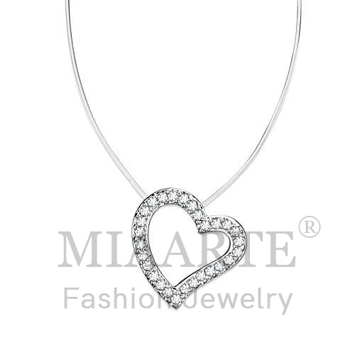 Necklace,Brass,Rhodium,AAA Grade CZ,Clear