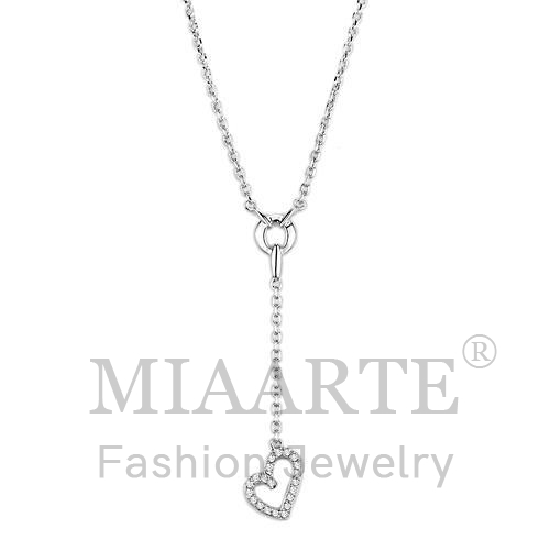 Necklace,Brass,Rhodium,AAA Grade CZ,Clear