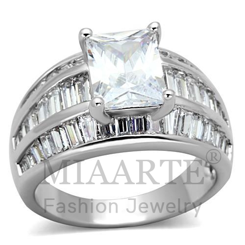 Ring,Brass,Rhodium,AAA Grade CZ,Clear