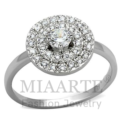 Ring,Brass,Rhodium,AAA Grade CZ,Clear,Round