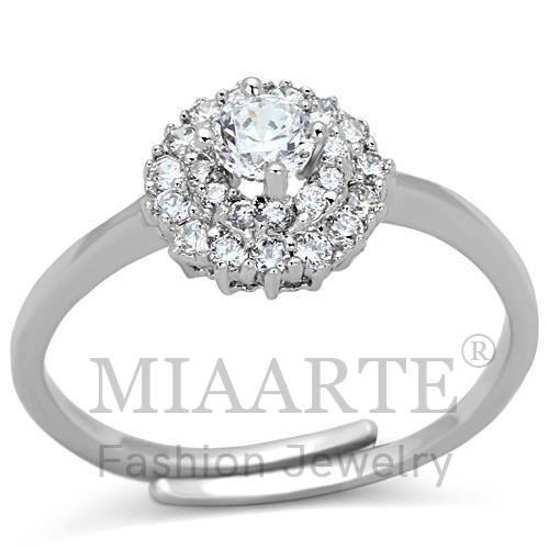 Ring,Brass,Rhodium,AAA Grade CZ,Clear,Round