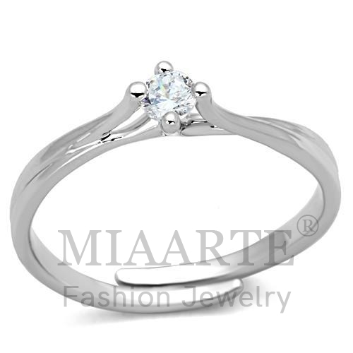 Ring,Brass,Rhodium,AAA Grade CZ,Clear