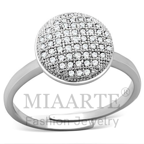 Ring,Brass,Rhodium,AAA Grade CZ,Clear