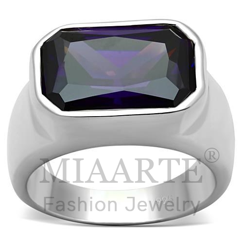 Ring,Sterling Silver,Silver Plated,AAA Grade CZ,Amethyst