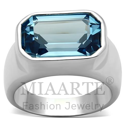Ring,Sterling Silver,Silver Plated,Synthetic,AquaMarine,Spinel
