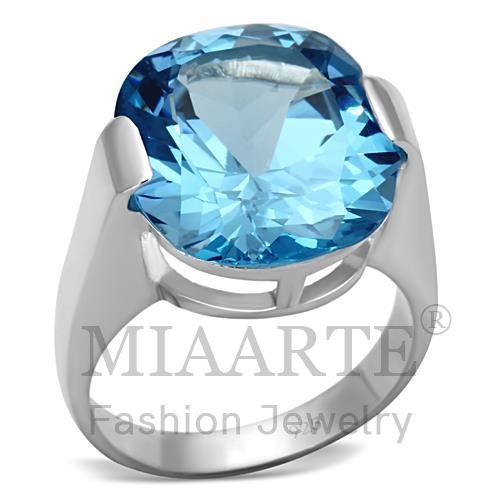 Ring,Sterling Silver,Silver Plated,Synthetic,AquaMarine,Spinel,Round