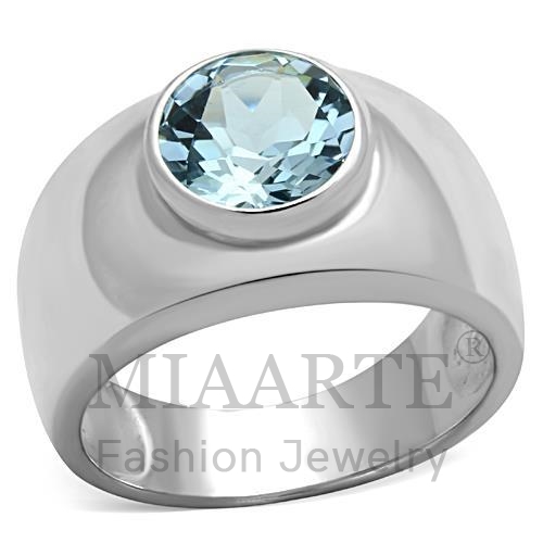 Ring,Sterling Silver,Silver Plated,Synthetic,AquaMarine,Spinel,Round