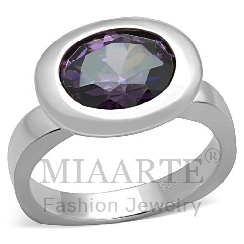 Ring,Sterling Silver,Silver Plated,AAA Grade CZ,Amethyst