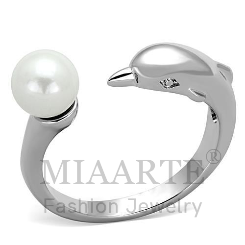 Ring,Brass,Rhodium,Synthetic,White,Pearl