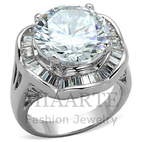 Ring,Brass,Rhodium,AAA Grade CZ,Clear