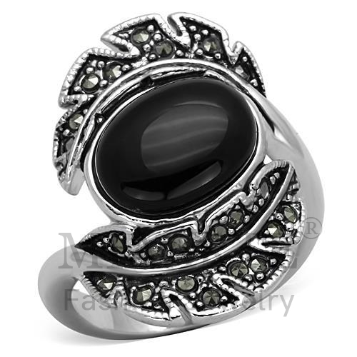 Ring,Brass,Rhodium,Synthetic,Jet,Onyx