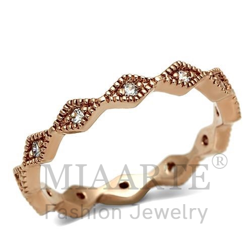 Ring,Brass,Rose Gold,AAA Grade CZ,Clear