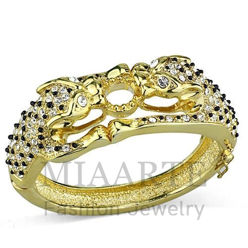 Bangle,Brass,Gold,Top Grade Crystal,Clear