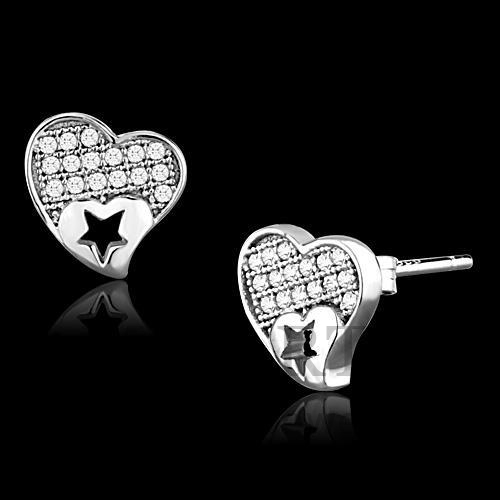 Earrings,Sterling Silver,Rhodium,AAA Grade CZ,Clear