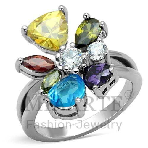 Ring,Brass,Rhodium,AAA Grade CZ,MultiColor