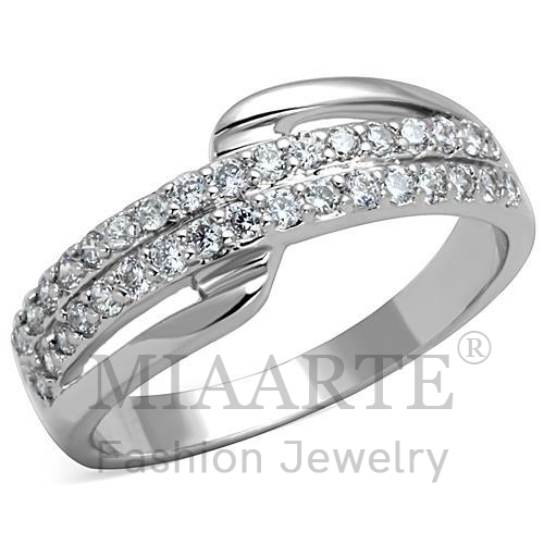 Ring,Brass,Rhodium,AAA Grade CZ,Clear