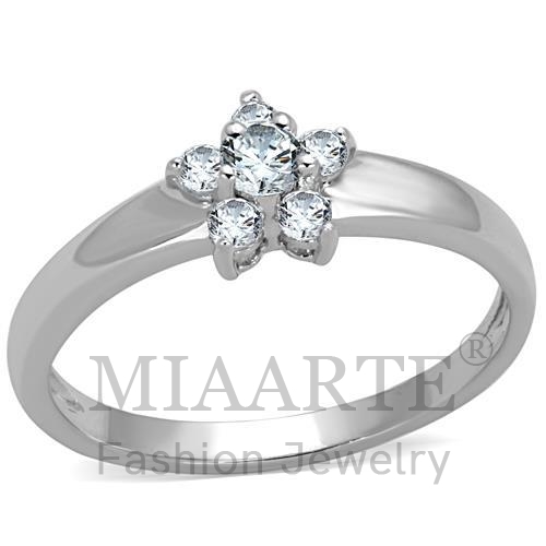 Ring,Brass,Rhodium,AAA Grade CZ,Clear