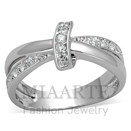 Ring,Brass,Rhodium,AAA Grade CZ,Clear