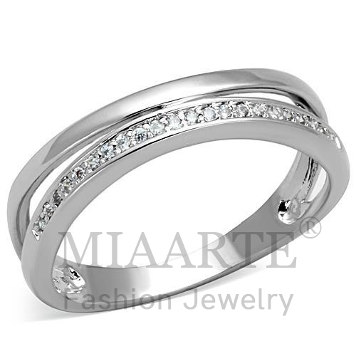 Ring,Brass,Rhodium,AAA Grade CZ,Clear