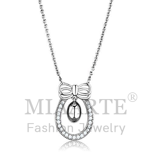 Necklace,Brass,Rhodium,AAA Grade CZ,Clear