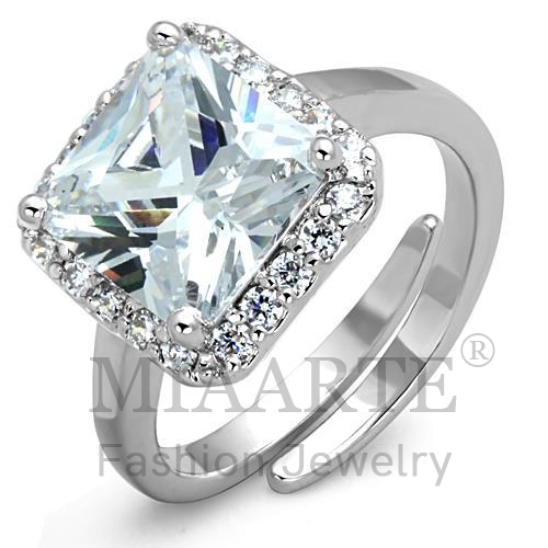 Ring,Brass,Rhodium,AAA Grade CZ,Clear