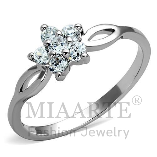 Ring,Brass,Rhodium,AAA Grade CZ,Clear