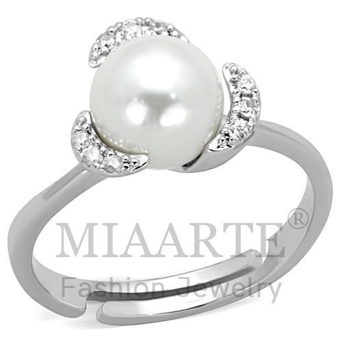 Ring,Brass,Rhodium,Synthetic,White,Pearl