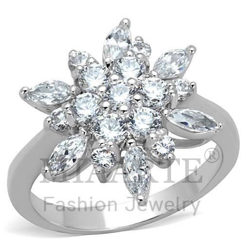 Ring,Brass,Rhodium,AAA Grade CZ,Clear