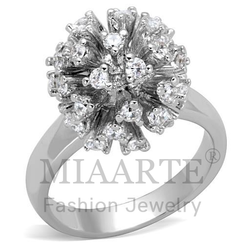 Ring,Brass,Rhodium,AAA Grade CZ,Clear