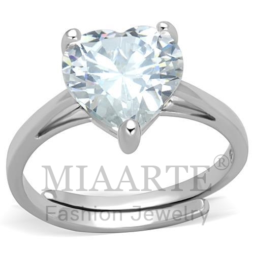 Ring,Brass,Rhodium,AAA Grade CZ,Clear