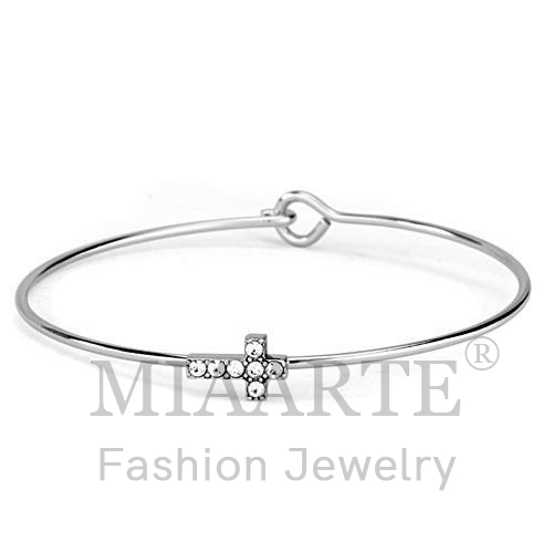 Bangle,Brass,Rhodium,Top Grade Crystal,Clear