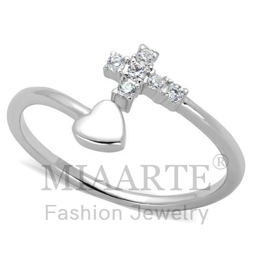 Ring,Brass,Rhodium,AAA Grade CZ,Clear