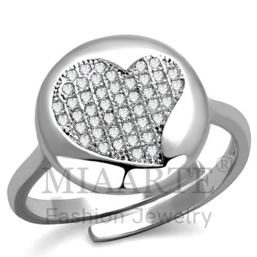 Ring,Brass,Rhodium,AAA Grade CZ,Clear