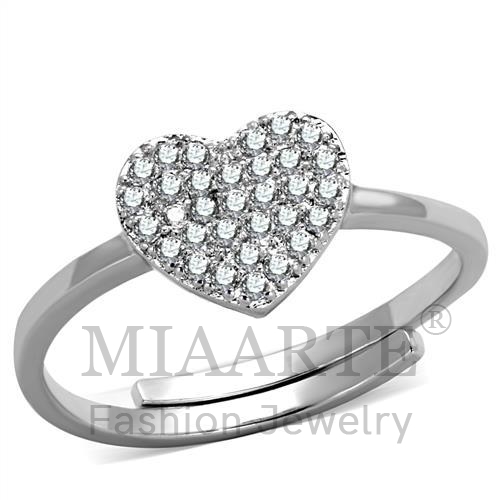 Ring,Brass,Rhodium,AAA Grade CZ,Clear