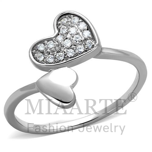 Ring,Brass,Rhodium,AAA Grade CZ,Clear