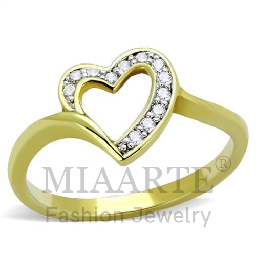 Ring,Brass,Two-Tone,AAA Grade CZ,Clear