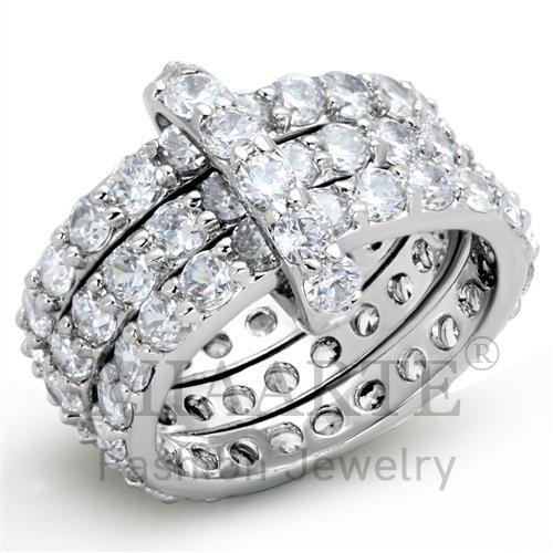 Ring,Brass,Rhodium,AAA Grade CZ,Clear