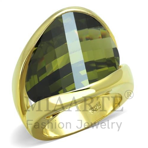 Ring,Sterling Silver,Gold,AAA Grade CZ,Olivine color