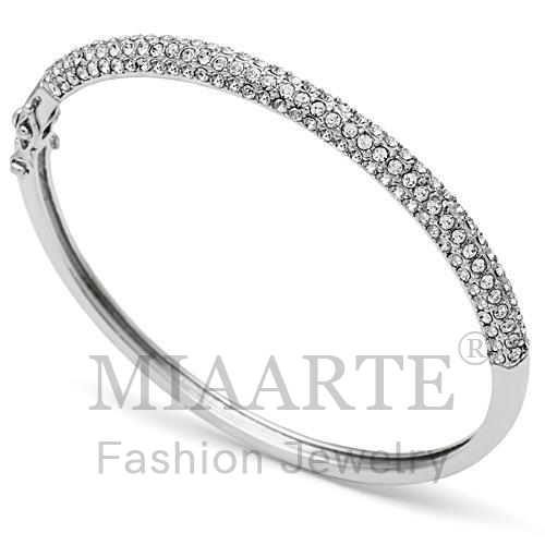 Bangle,Brass,Rhodium,Top Grade Crystal,Clear