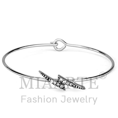 Bangle,Brass,Rhodium,Top Grade Crystal,Clear