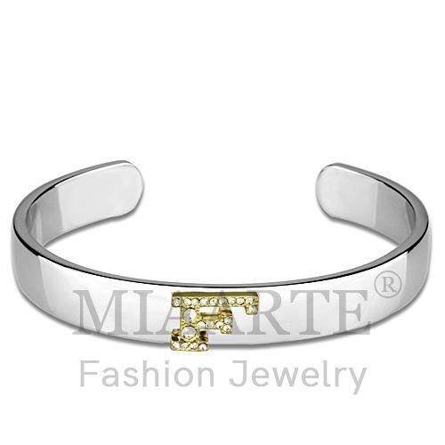 Bangle,White Metal,Reverse Two Tone,Top Grade Crystal,Clear